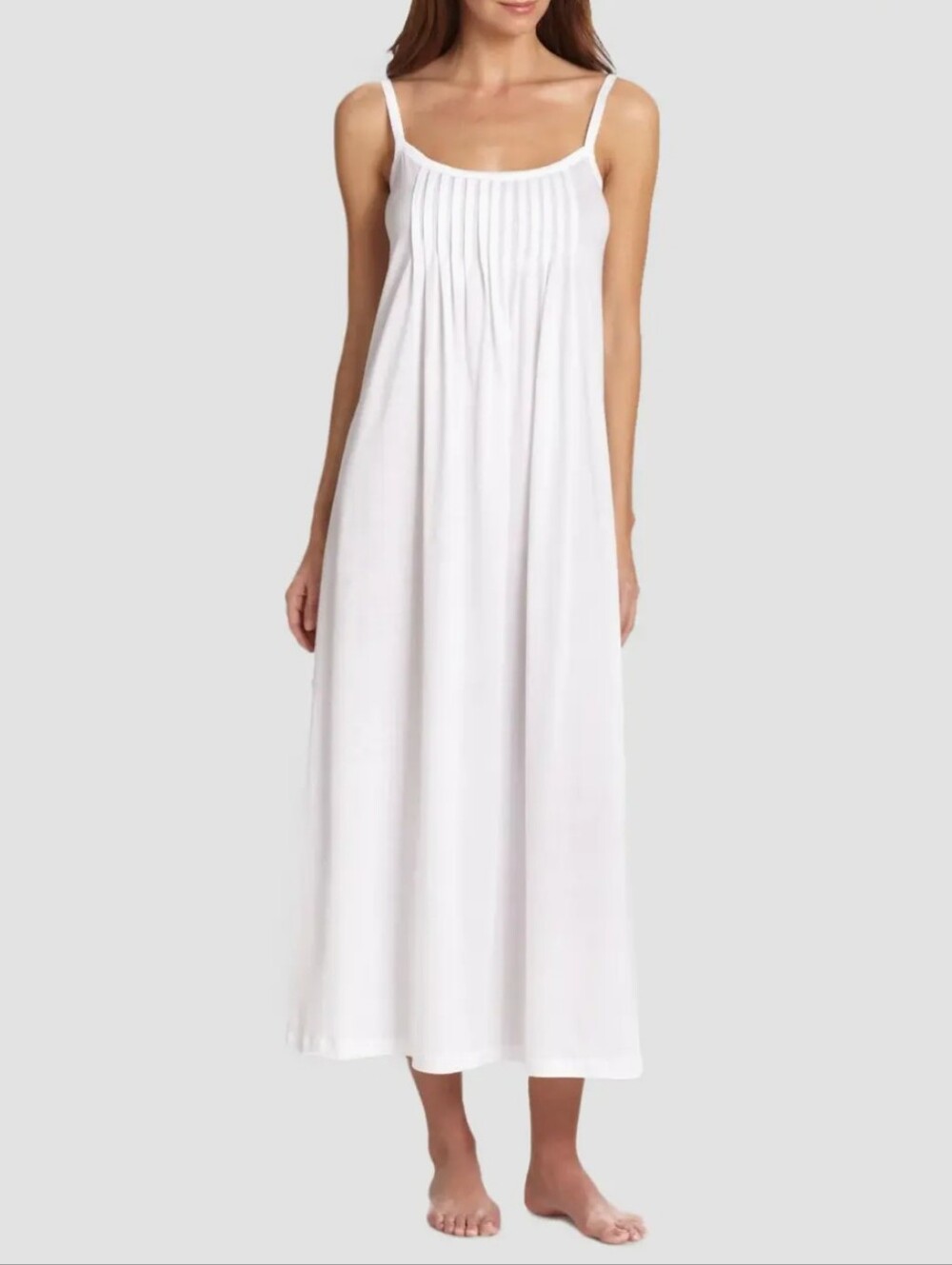 HANRO WOMEN'S JULIET  PLEATED COTTON GOWN IN WHITE /SZ:MEDIUM